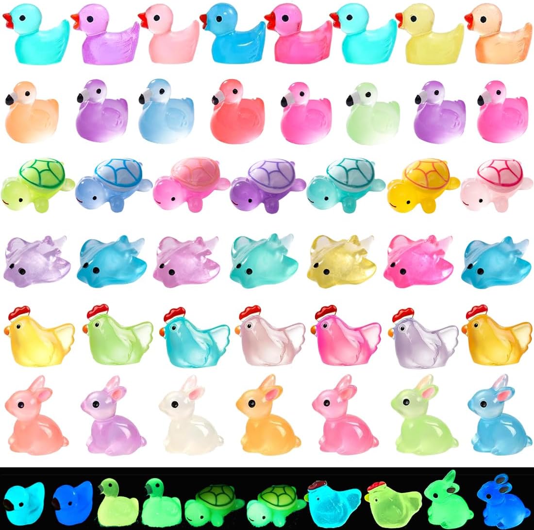 Figuras resina mini animales paquete 50 rosa