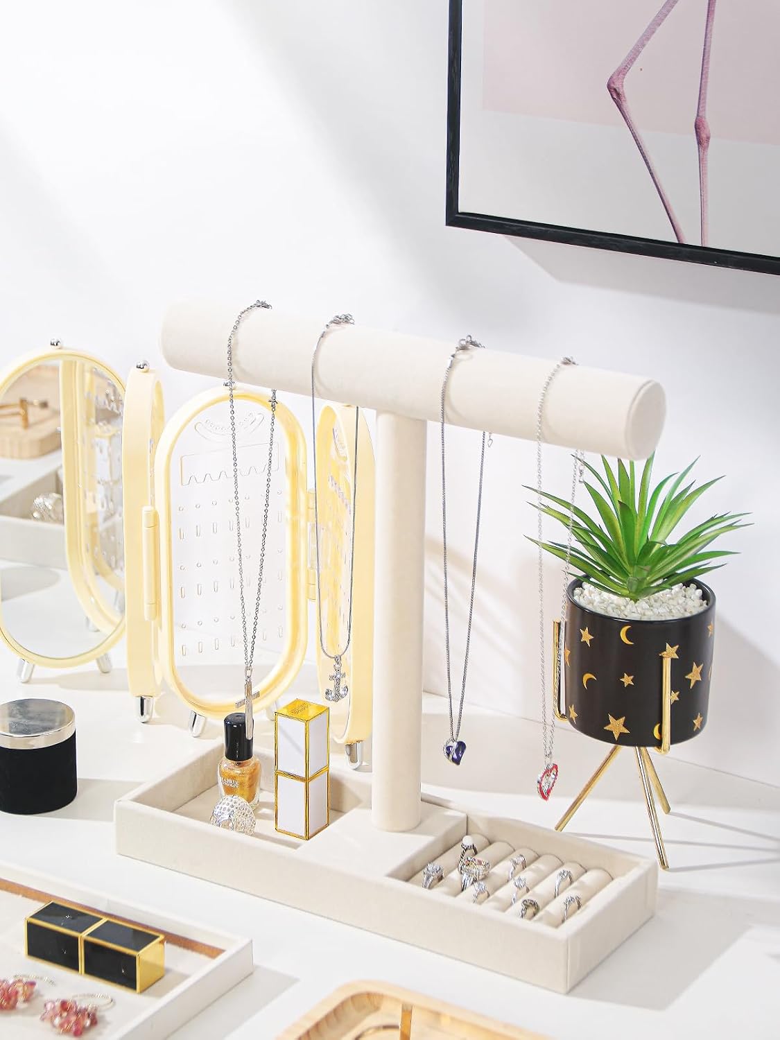 Soporte joyas terciopelo collares pulseras anillos mujer