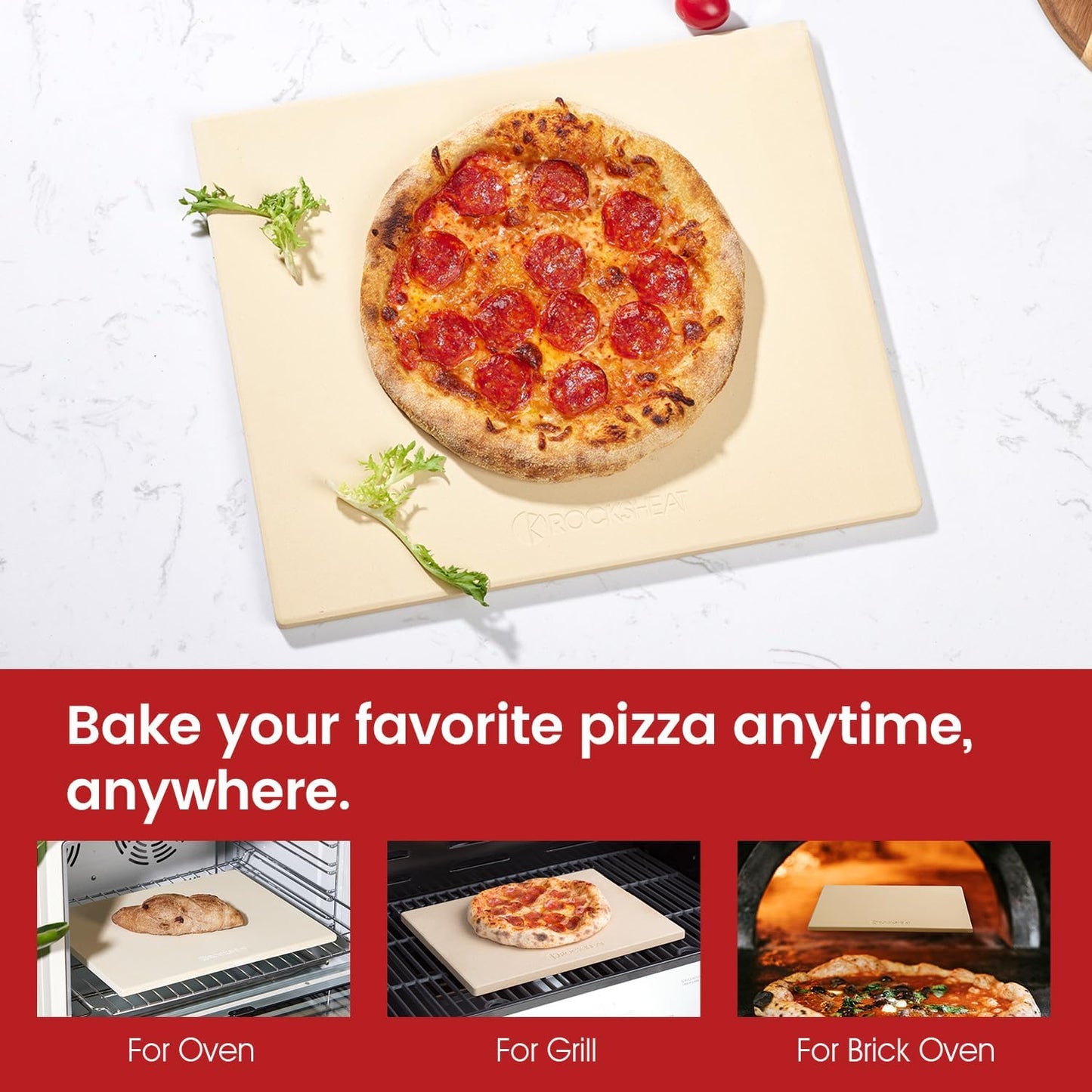 Piedra pizza cordierita 15x12" para horno y parrilla