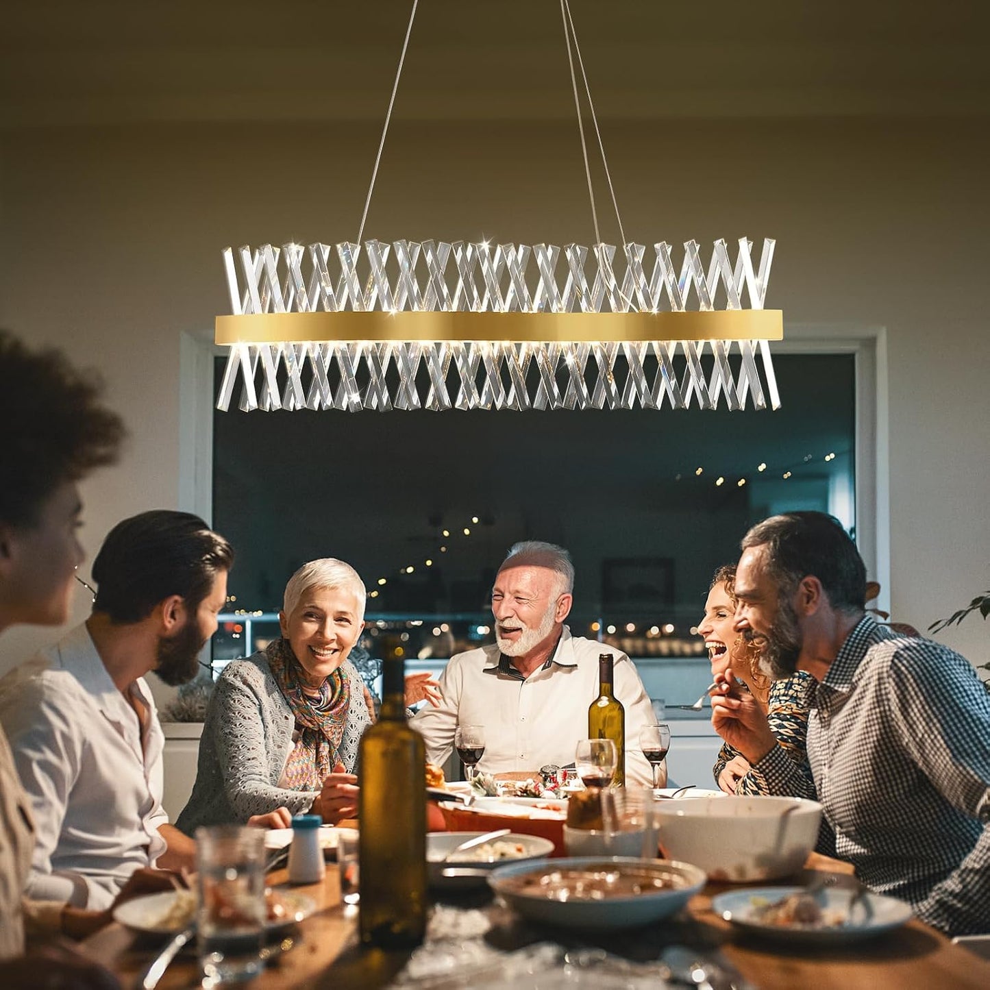 Candelabro moderno cristal forma S dorado para comedor
