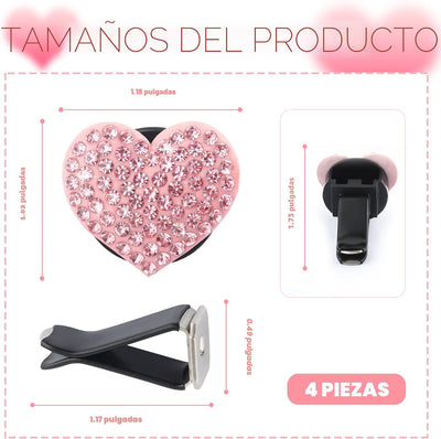 4 Pzas Clips Ventilación Coche con Strass Decorativos
