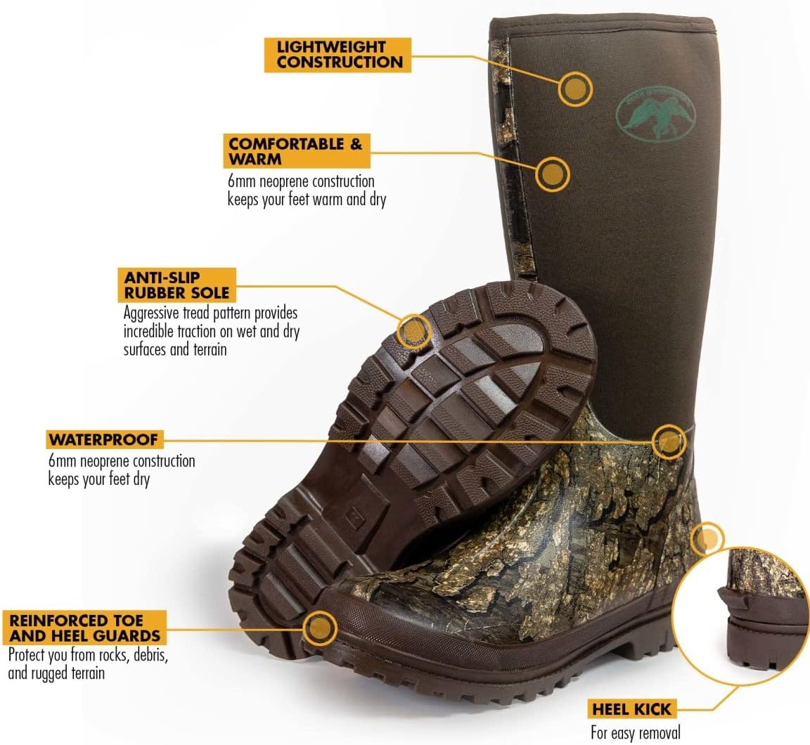 Botas caza goma neopreno impermeables camuflaje hombre