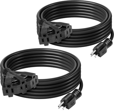 Set 2 Cables Extensión Exterior 3 Enchufes Jardín