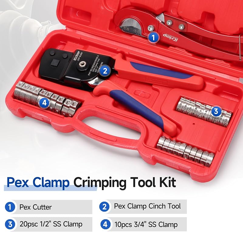 Kit PEX 20 Pzas 1/2" 10 abrazaderas 3/4