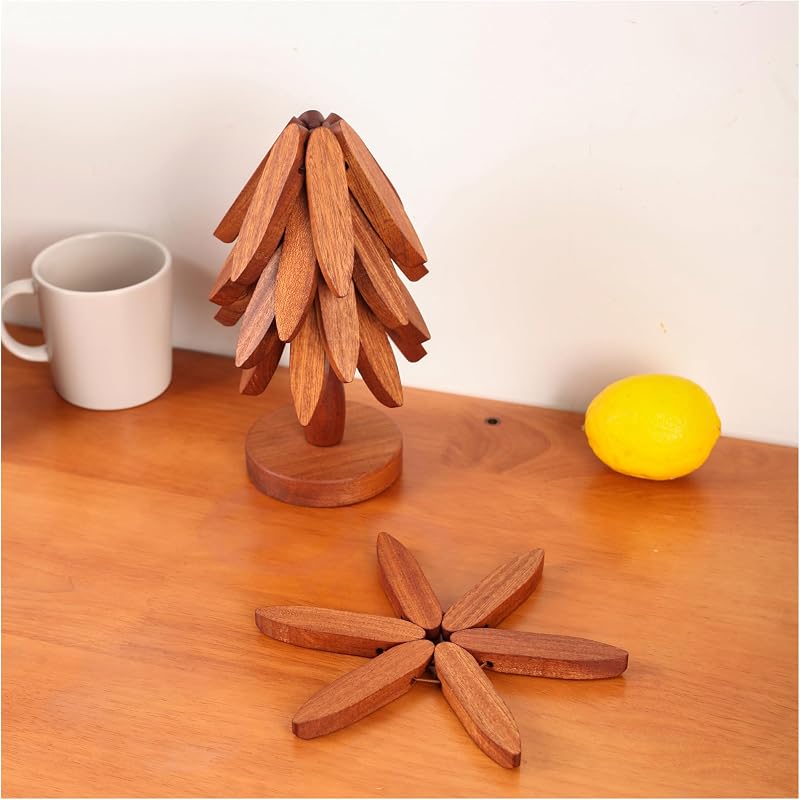 Salvamanteles madera forma árbol para sartenes ollas y platos