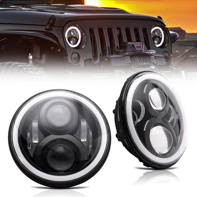 2 Proyectores LED H4 Halógenos Redondos 7" Kit Jeep Wrangler