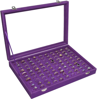 Bandeja organizadora anillos 100 ranuras con tapa transparente