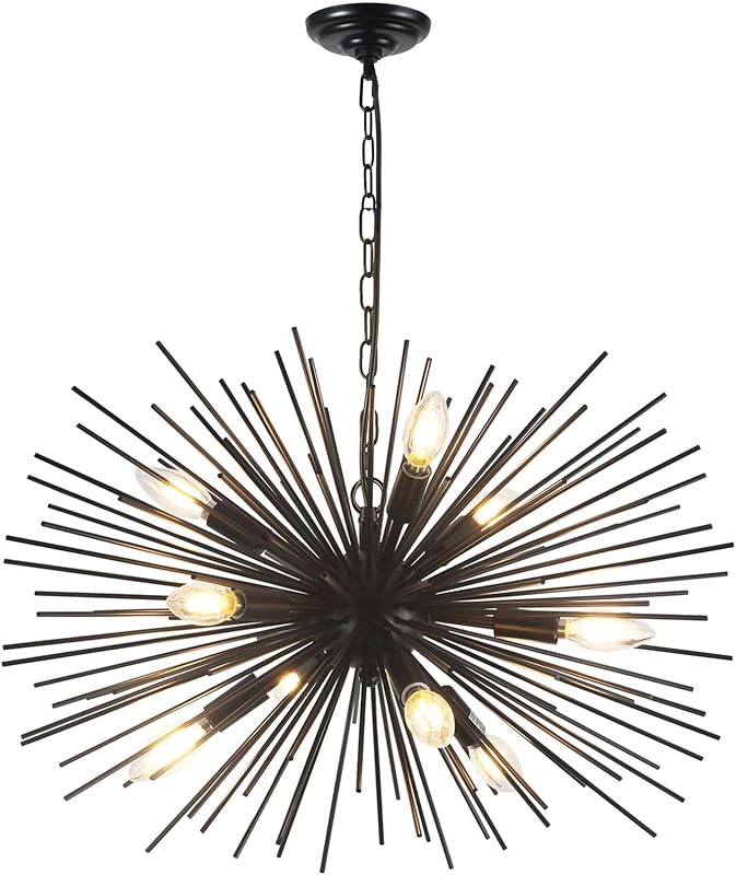 Lámpara araña moderna Sputnik 24" 9 luces negro