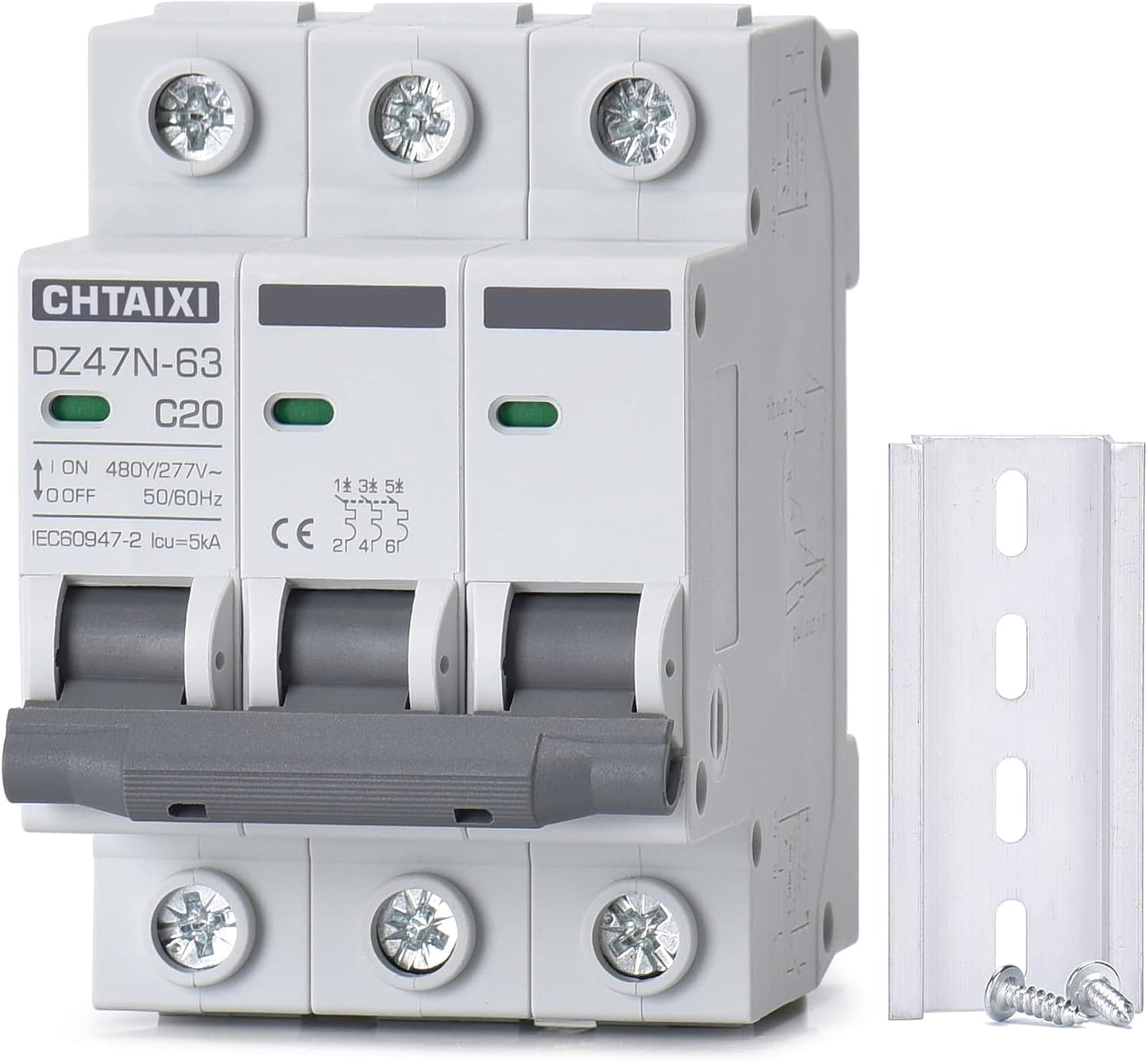 Disyuntor DIN 3 polos 20A 480V CA MCB C20