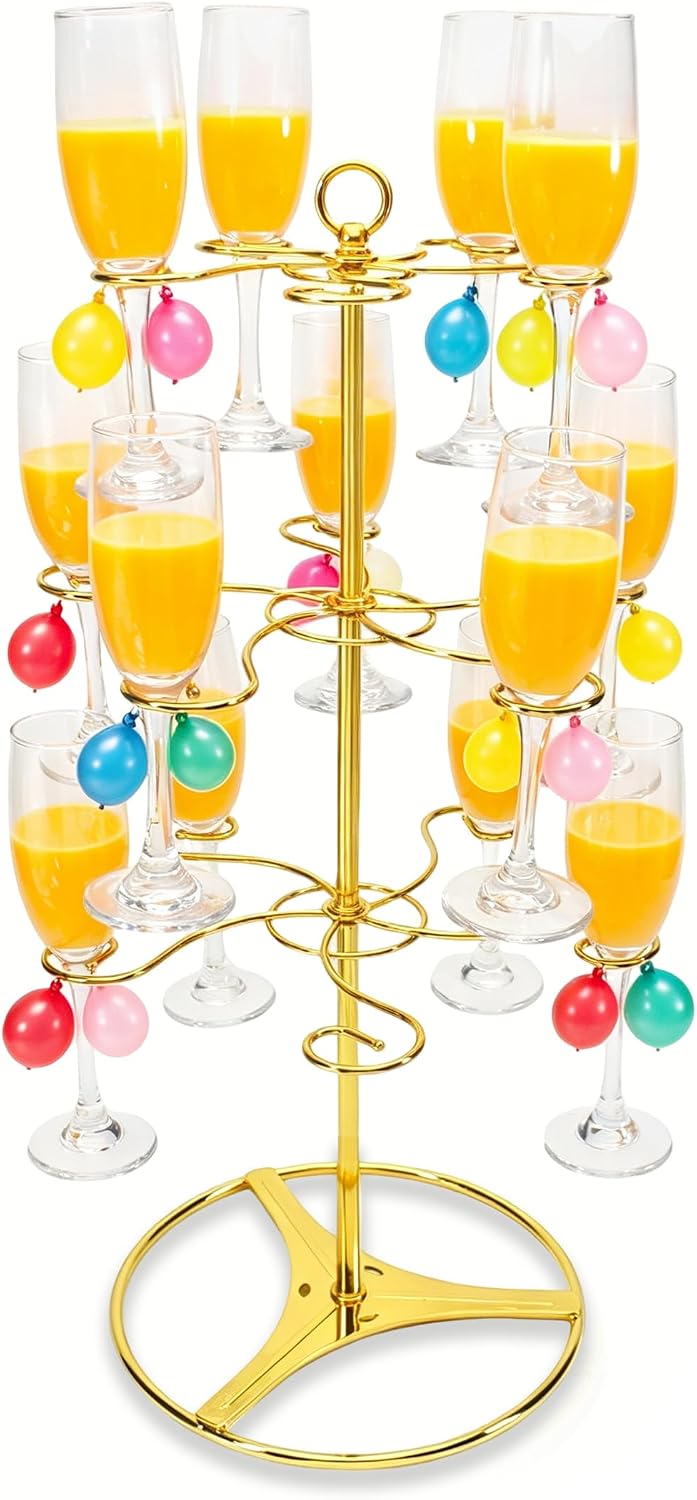 Soporte copas champaña dorado en forma de árbol 3 niveles