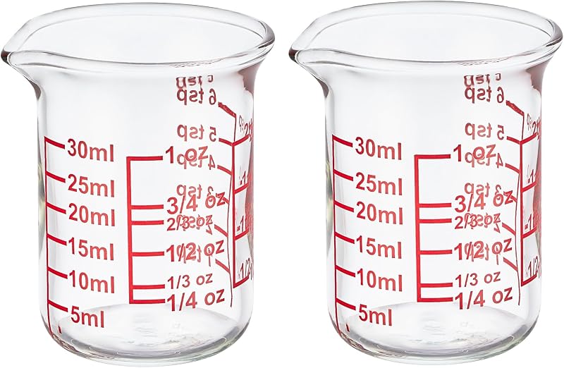 Vaso medidor vidrio borosilicato 1oz paquete 2 cocina bar