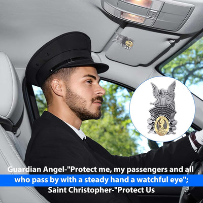 Medalla San Cristóbal visera ángel guardián conducción
