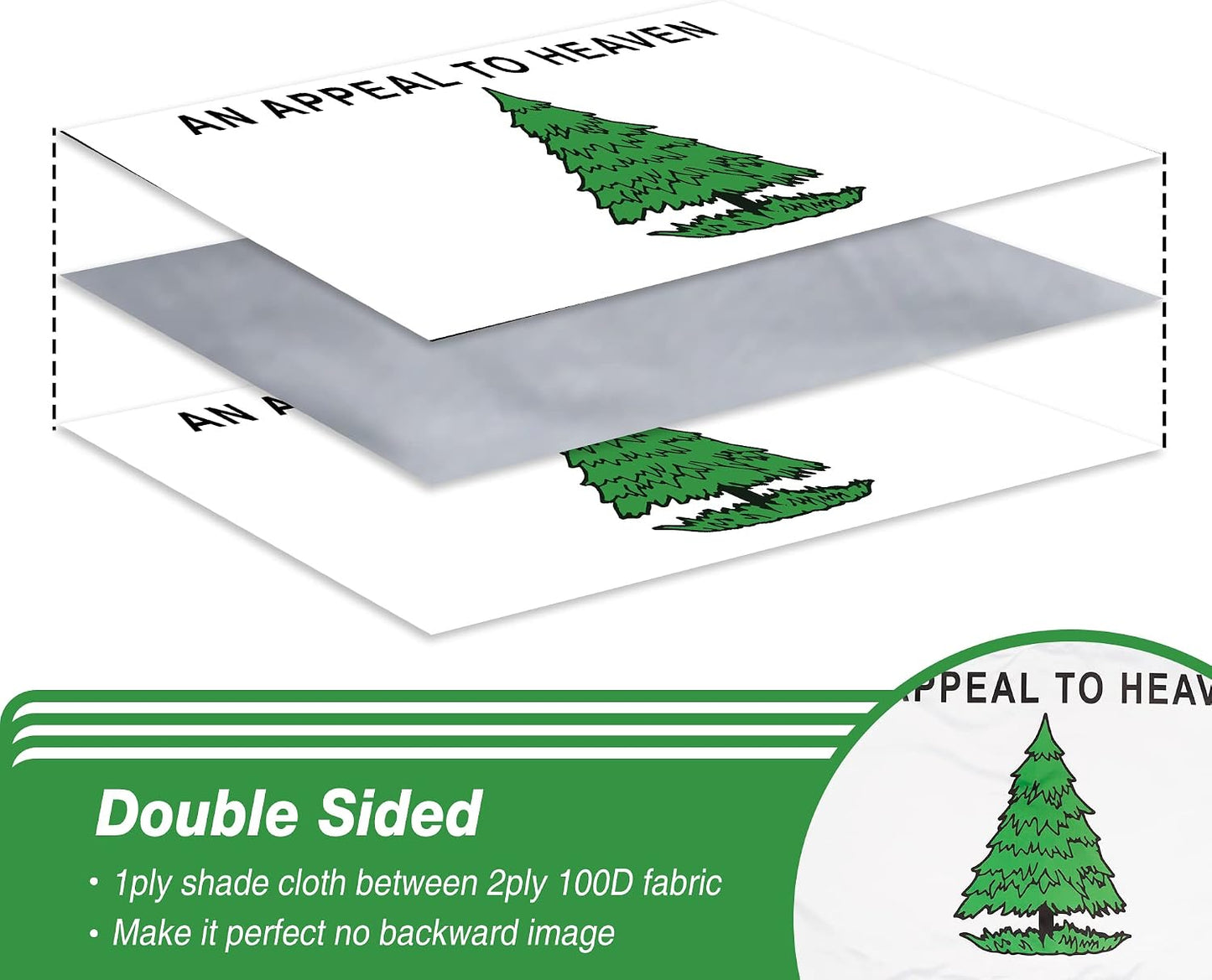 Bandera doble cara 3x5ft 3 capas poliéster árbol libertad