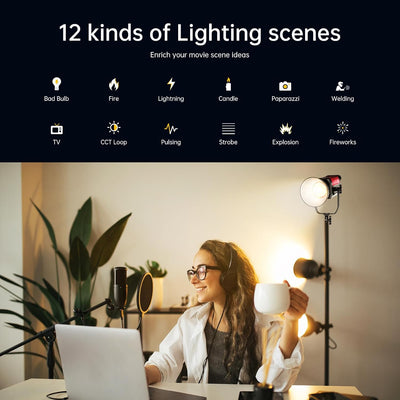 Kit luz estudio LED 200W 45400lux con control Bluetooth/DMX y video