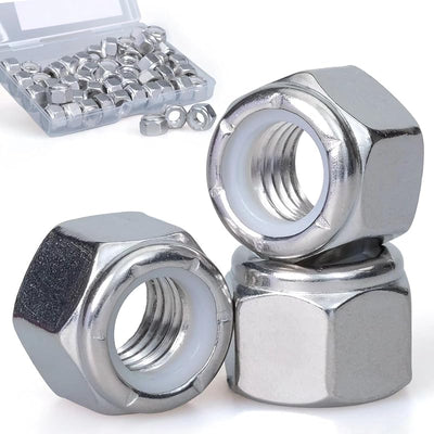 10 # -24 Tuercas Hex Bloqueo Acero Inox 304 Rosca Gruesa 50 PCS