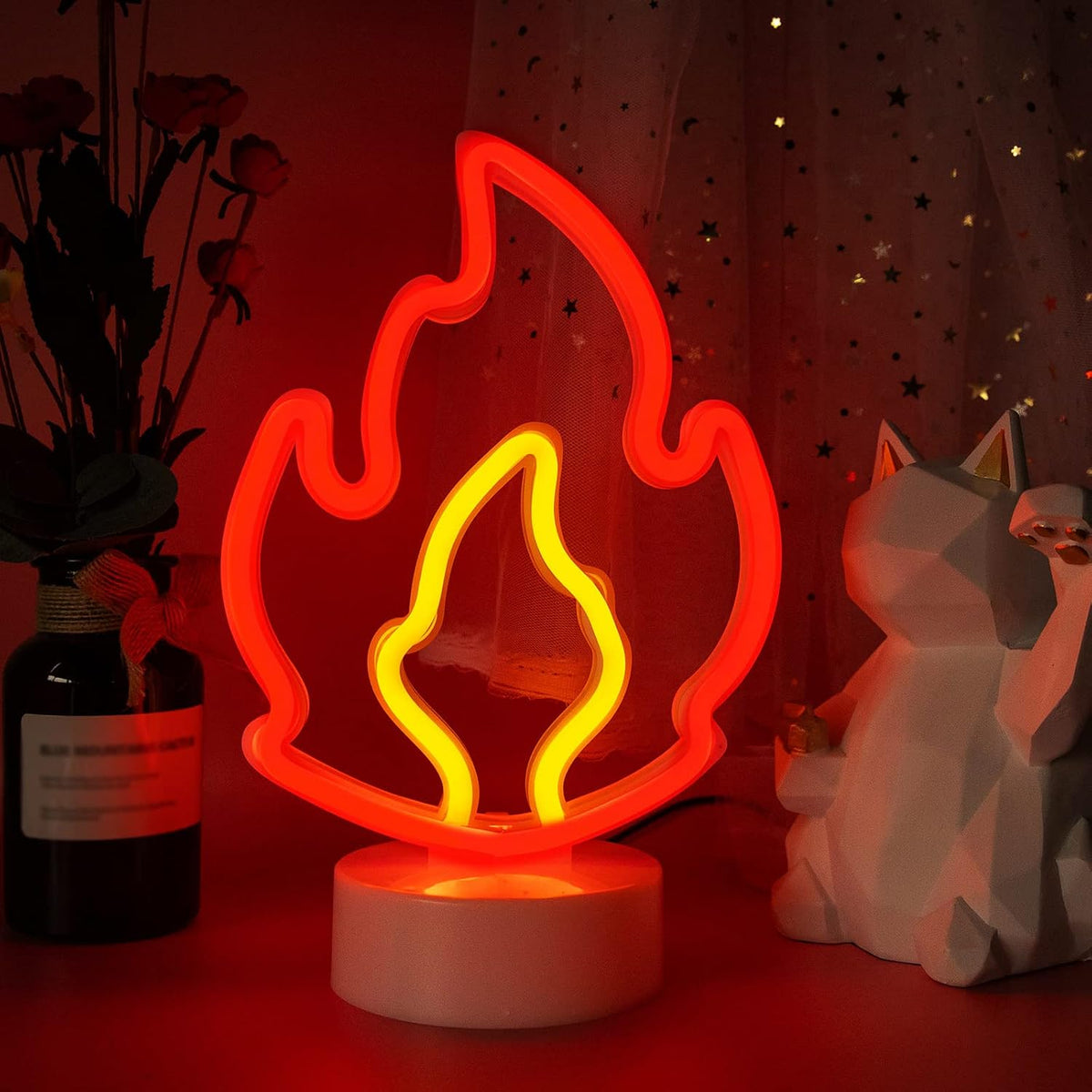 Letrero LED neón de llama para habitación boda cafetería