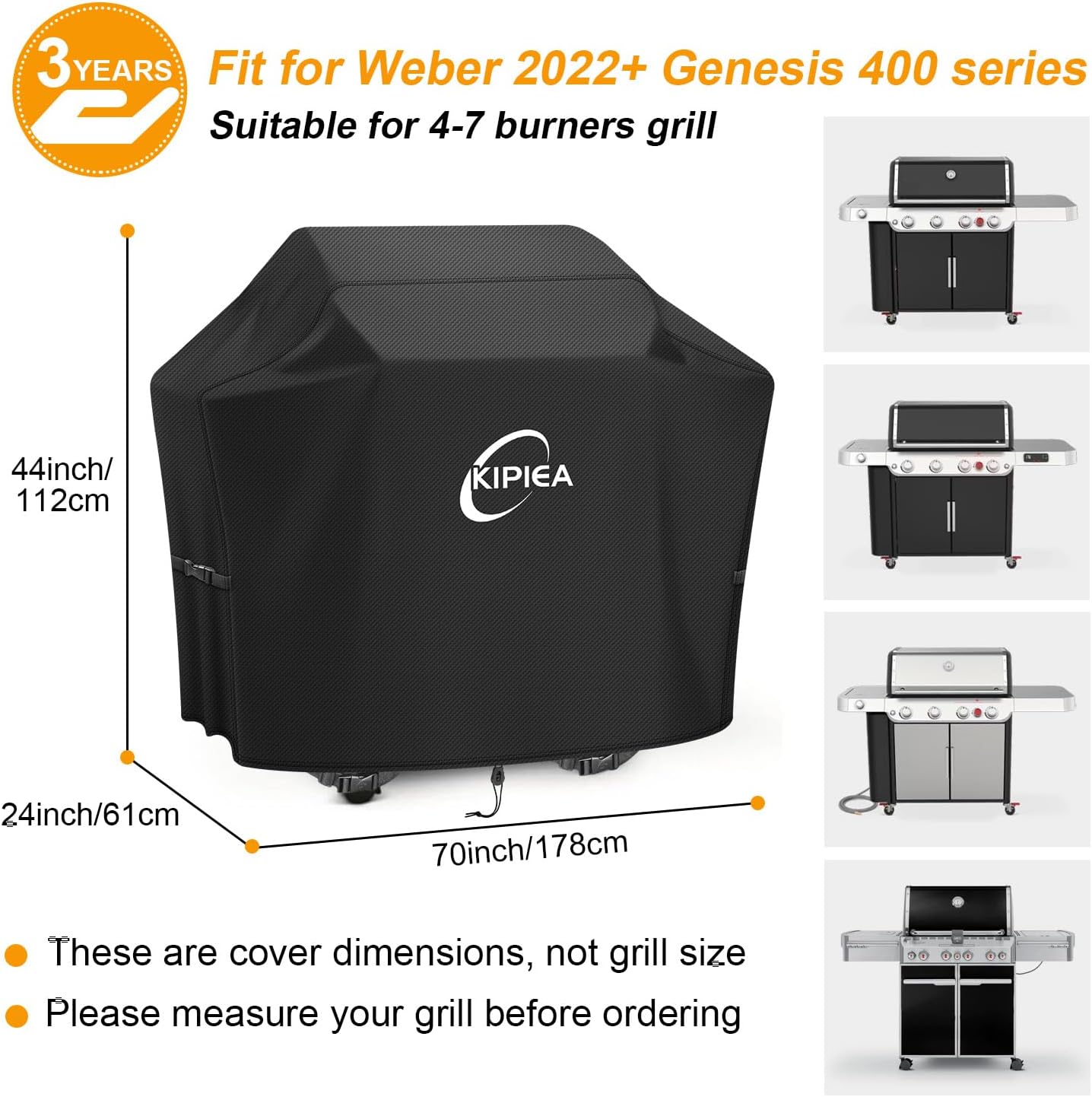 Cubierta parrilla 70" resistente 4 hebillas anti UV