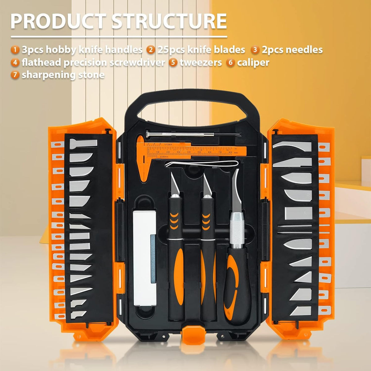 Set 34 Cuchillos Exacto Deluxe con 25 Cuchillas y Agujas