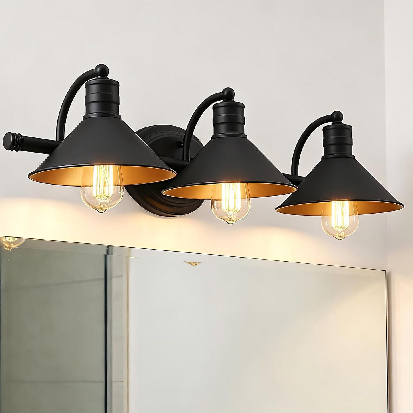 Lámpara tocador baño 3 luces estilo granja con cuello ganso