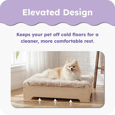 Cama elevada madera perros cojín lavable diseño moderno tamaño L
