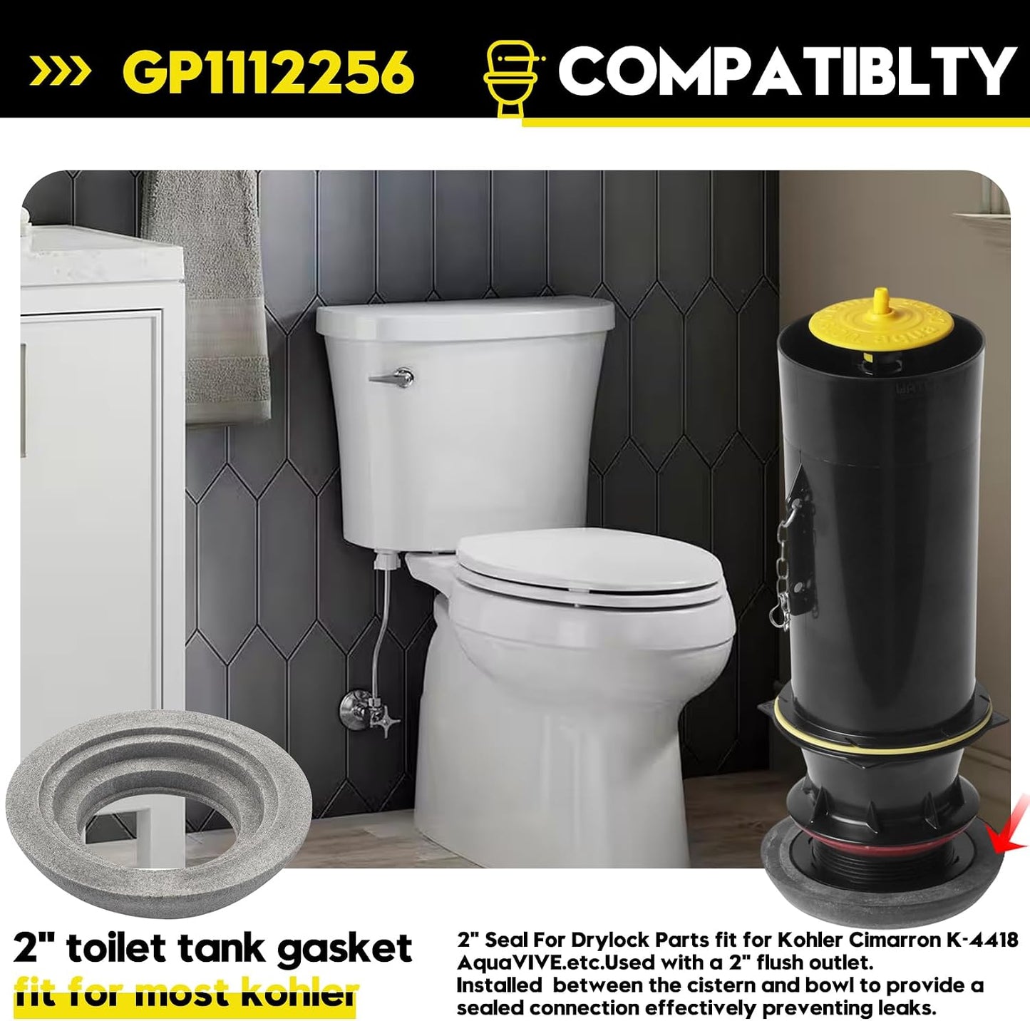 Junta tanque 2pulg reemplazo Kohler Cimarron