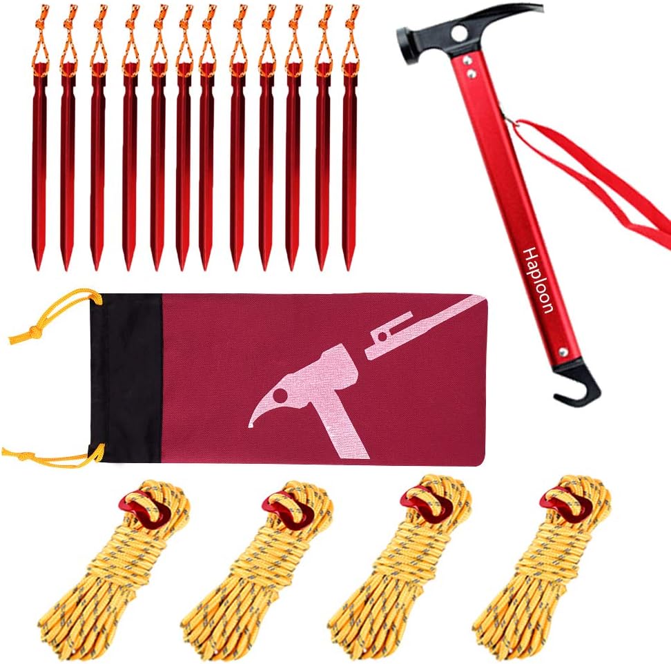 Kit 12 estacas y martillos aluminio para tienda campamento