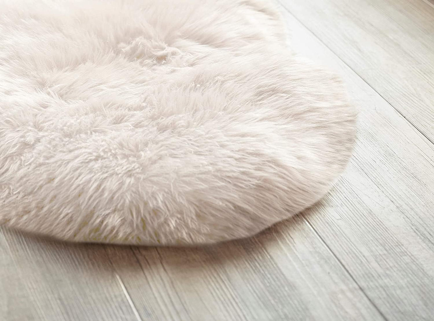 Tapete piel oveja lana 2x3ft para dormitorio y sala ivory