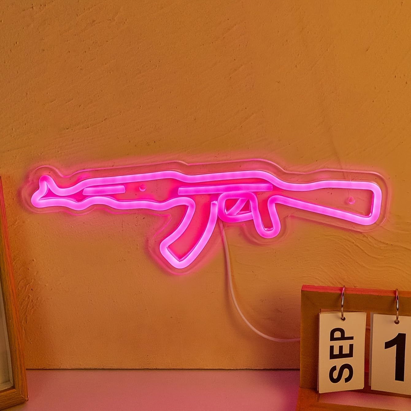 Letrero LED neon rosa luz nocturna USB decoración sala set