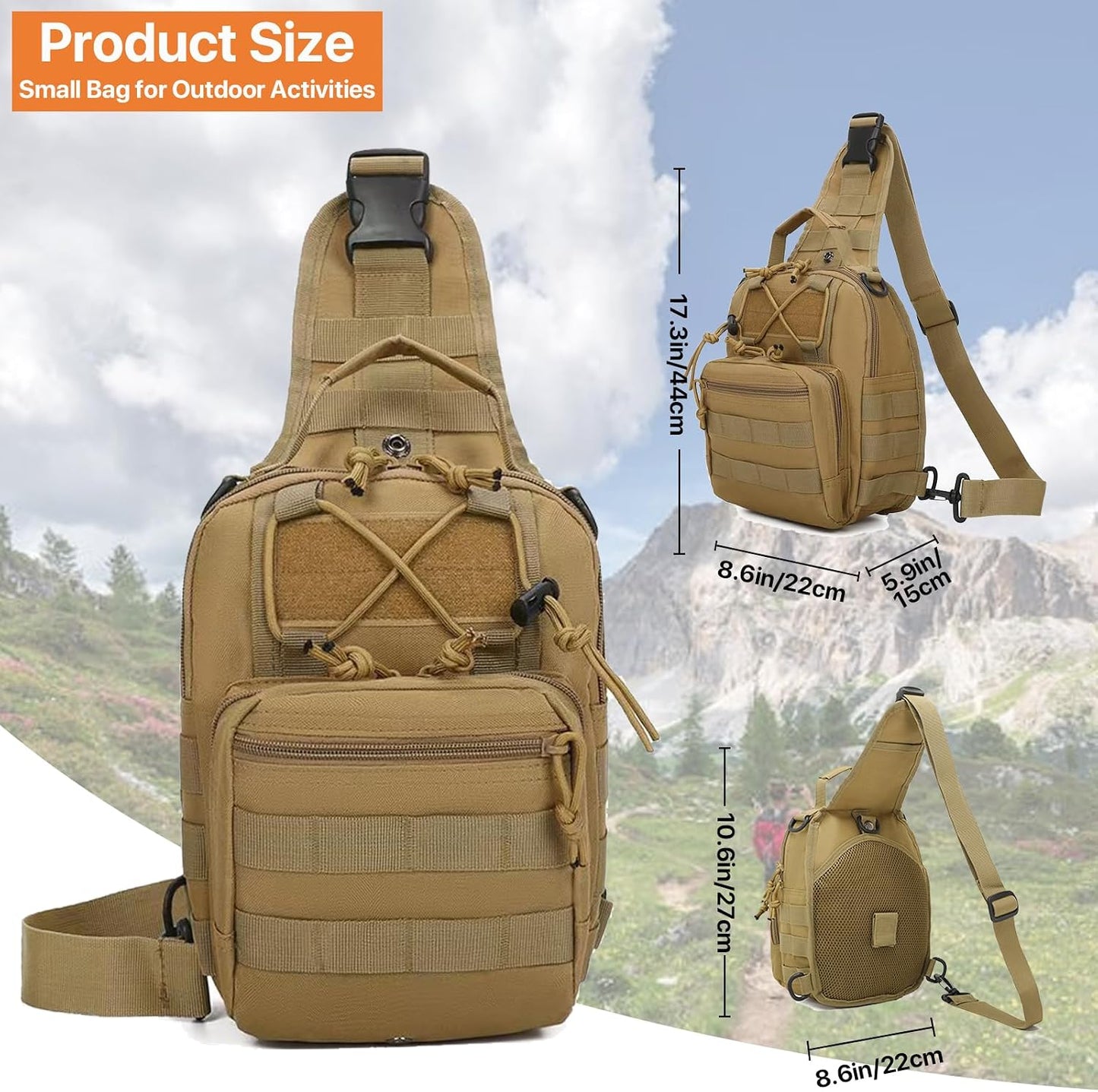 Bolsa táctica cruzada para hombre Caqui EDC