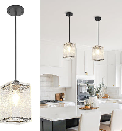 Luces colgantes vidrio ondulado negro para cocina ajustables set 2