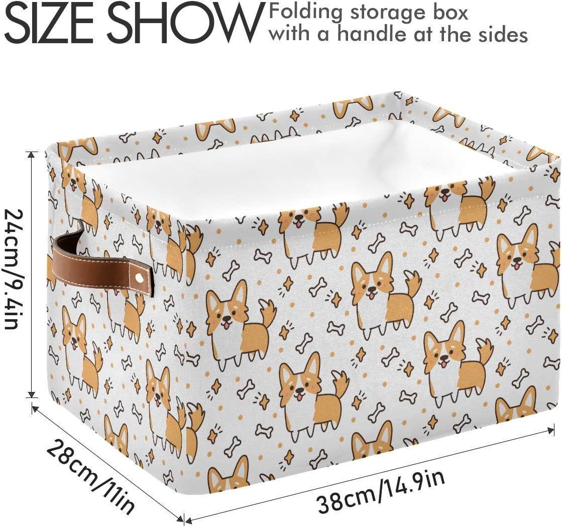 Cesta almacenamiento corgi lona plegable 15x11x9.5"