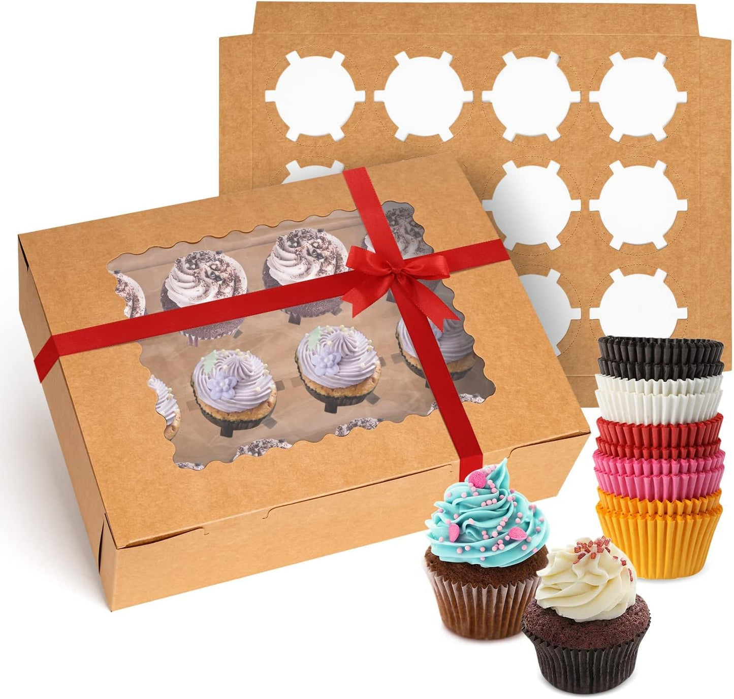 25 Cajas Cupcakes Grado Alimenticio con Ventanas