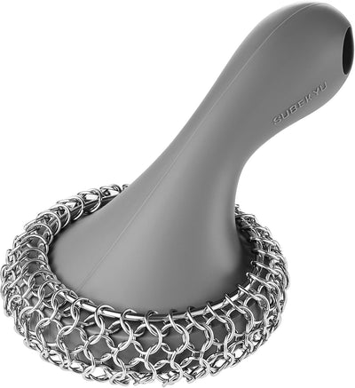 Estropajo hierro fundido mango silicona acero inox gris