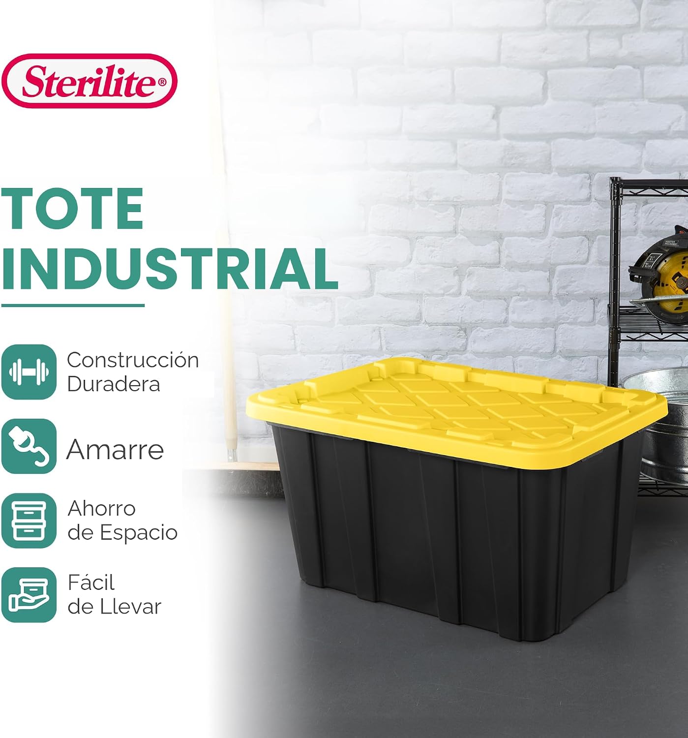Contenedor 27gal apilable con tapa ajuste presión