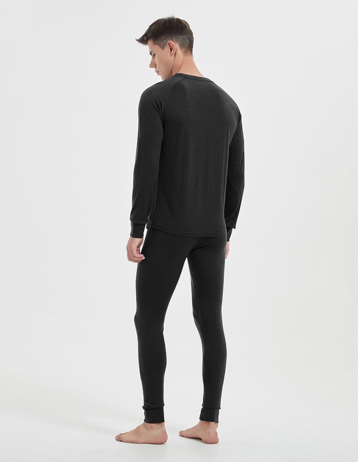 Conjunto capa base lana merina térmica para hombre esquí