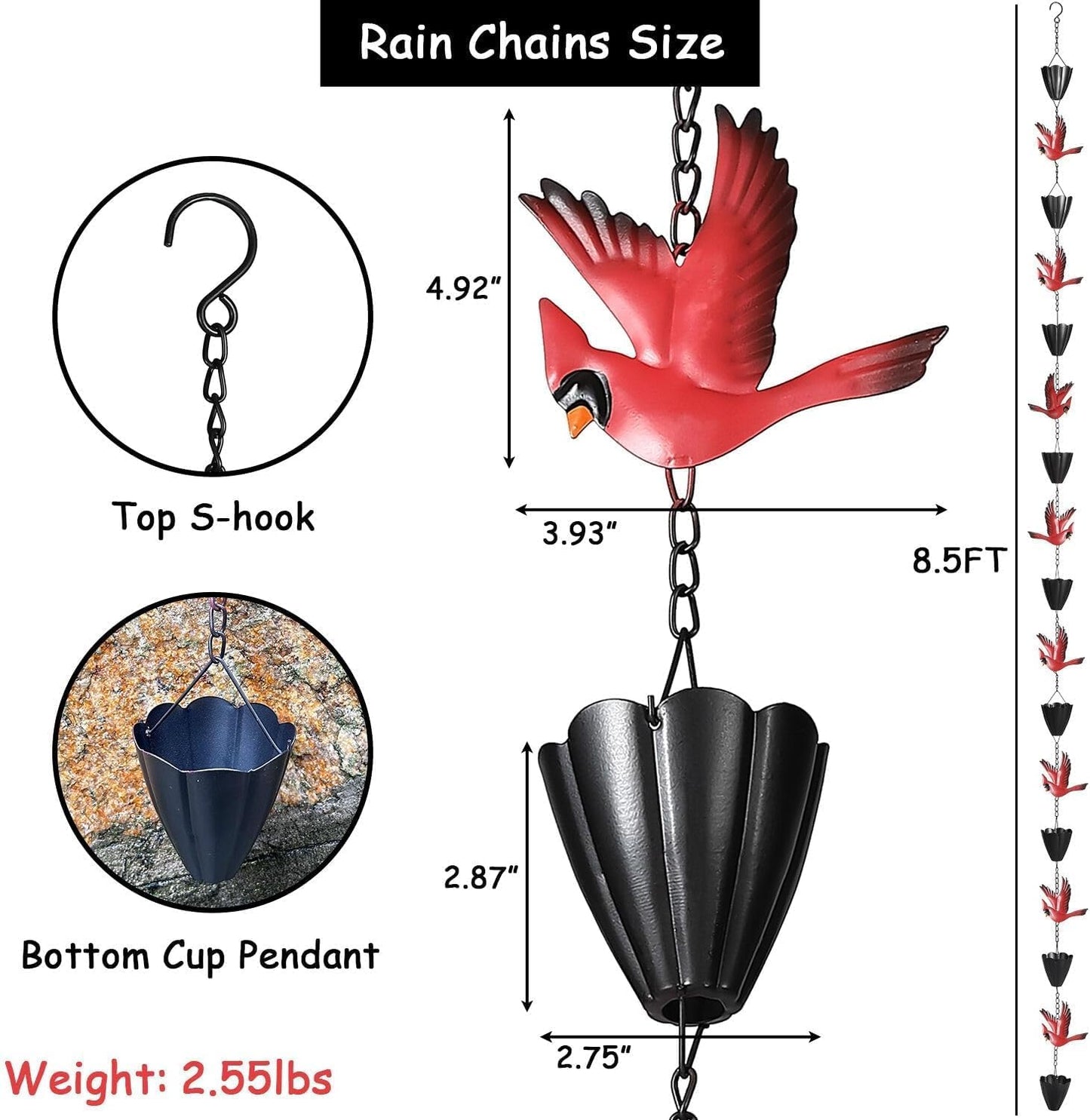 Cadena lluvia decorativa para canaletas 8.5ft