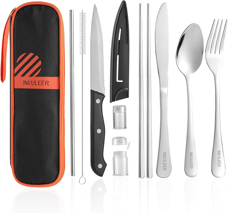 Juego cubiertos acero inox 18/8 para acampar