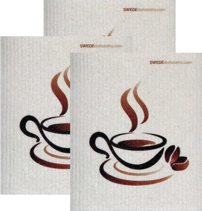 Set 3 paños cocina suecos diseño café al vapor ecológico