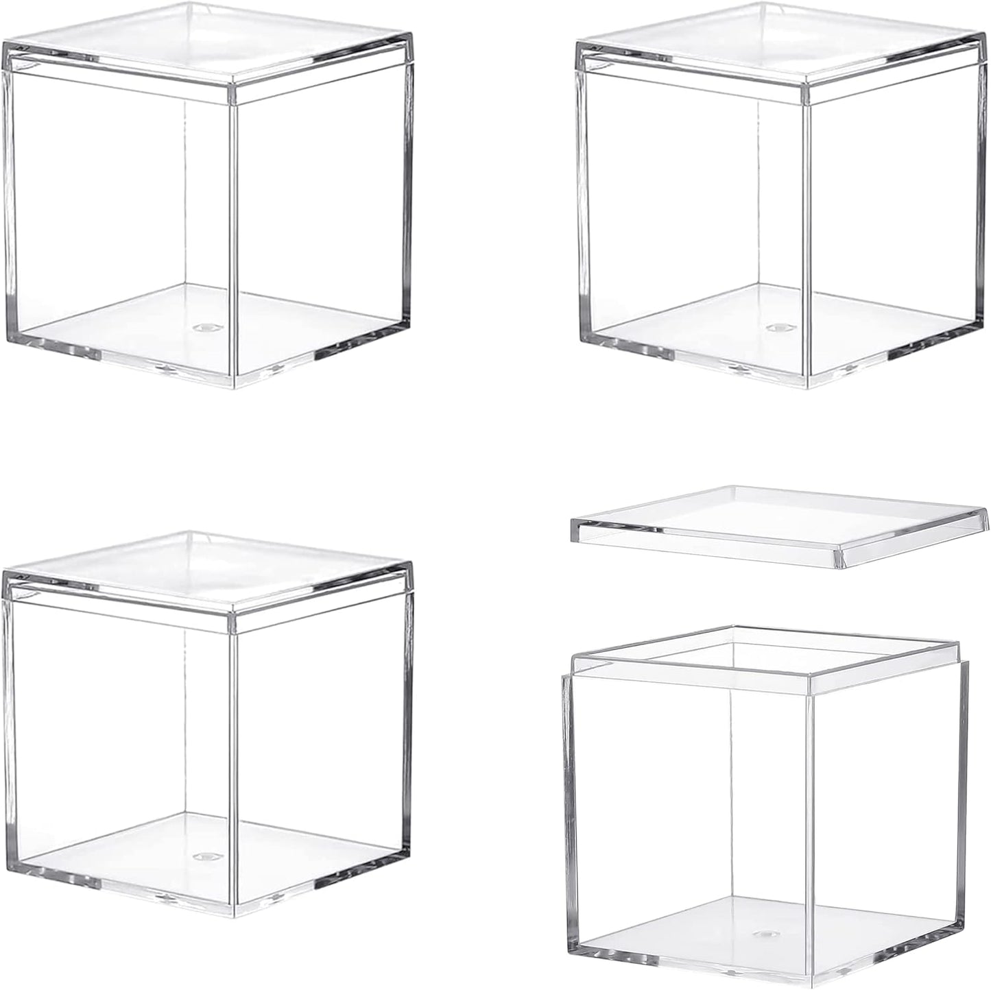 Caja acrílico 4x4x4" transparente con tapa