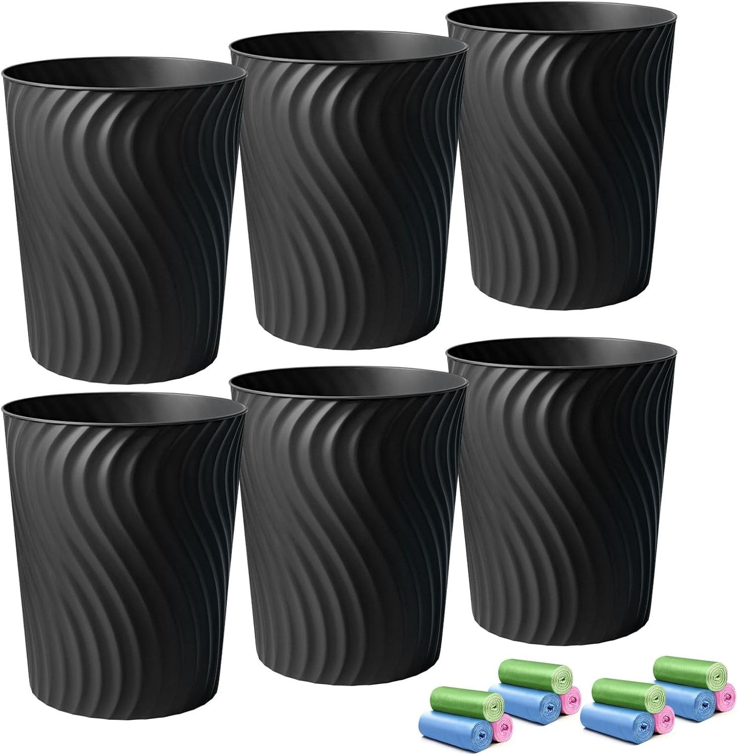 Cubo basura plástico 1.8gal set 6 redondo delgado