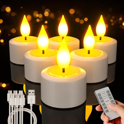 6 Velas LED Recargables con Temporizador Hogar Boda Halloween