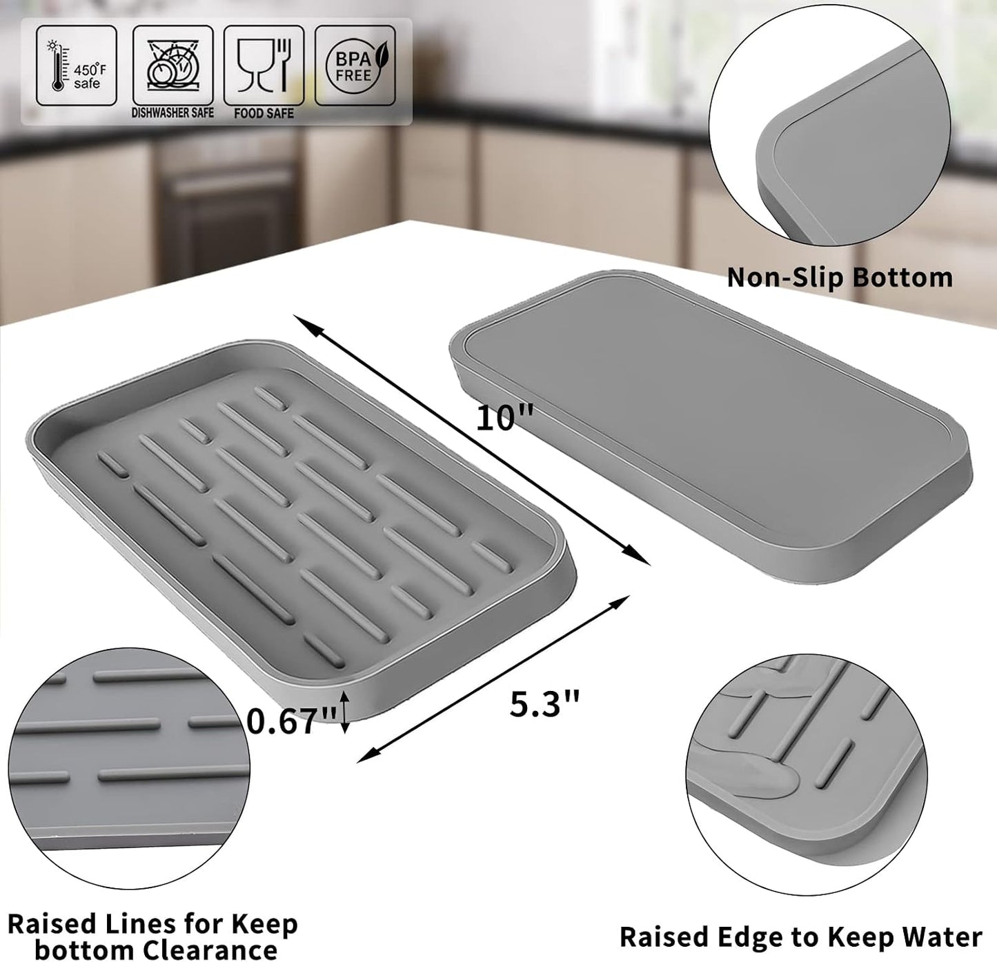 Bandeja organizadora de silicona para fregadero y baño