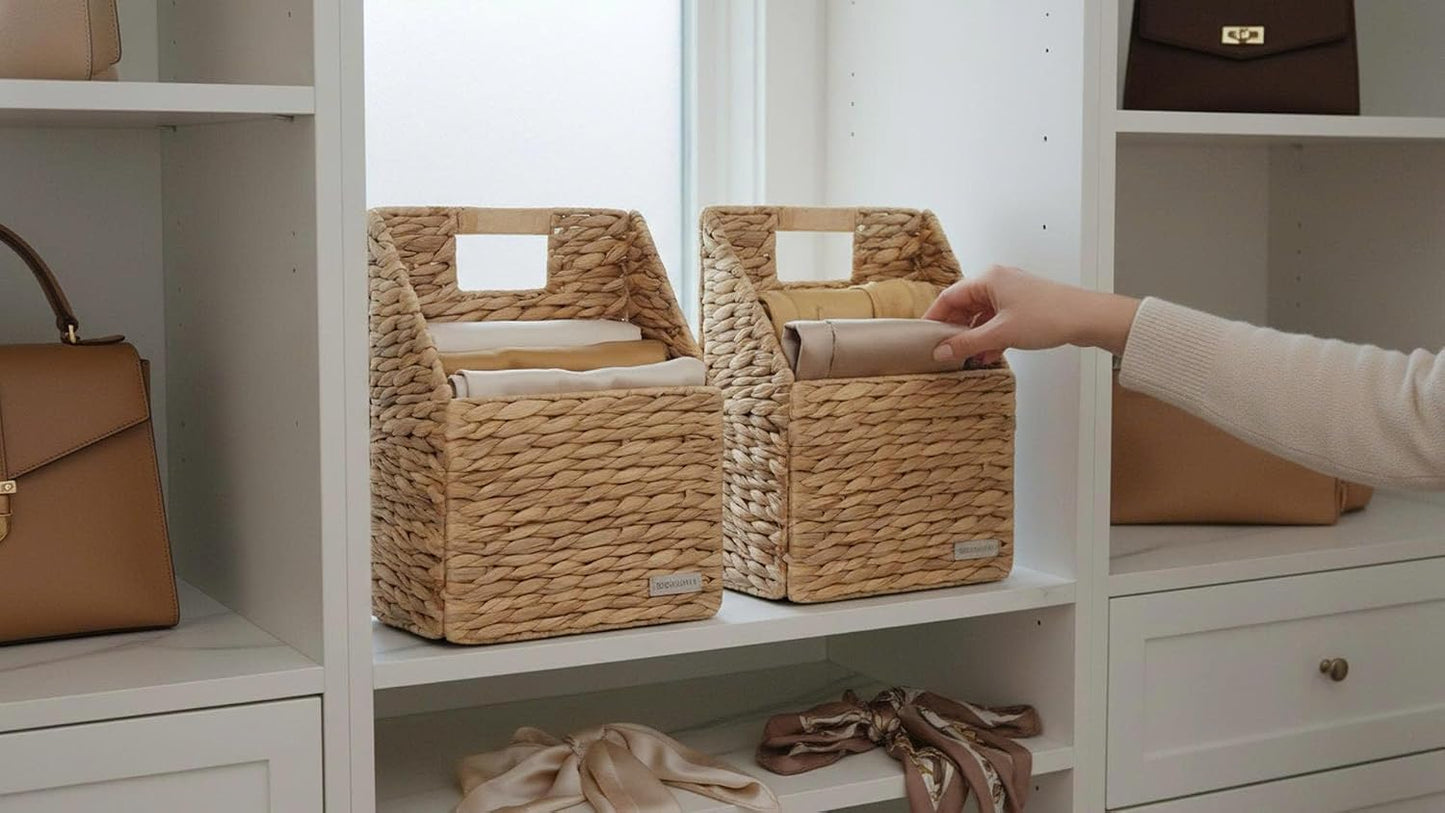 Cesta colgante mimbre 10.5x6.5x13" set 2 decoración pared