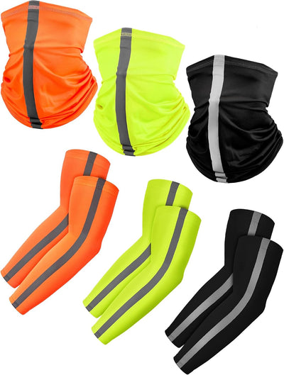 6 Pzas Polaina UV Cuello Brazo Refrig. Alta Visibilidad