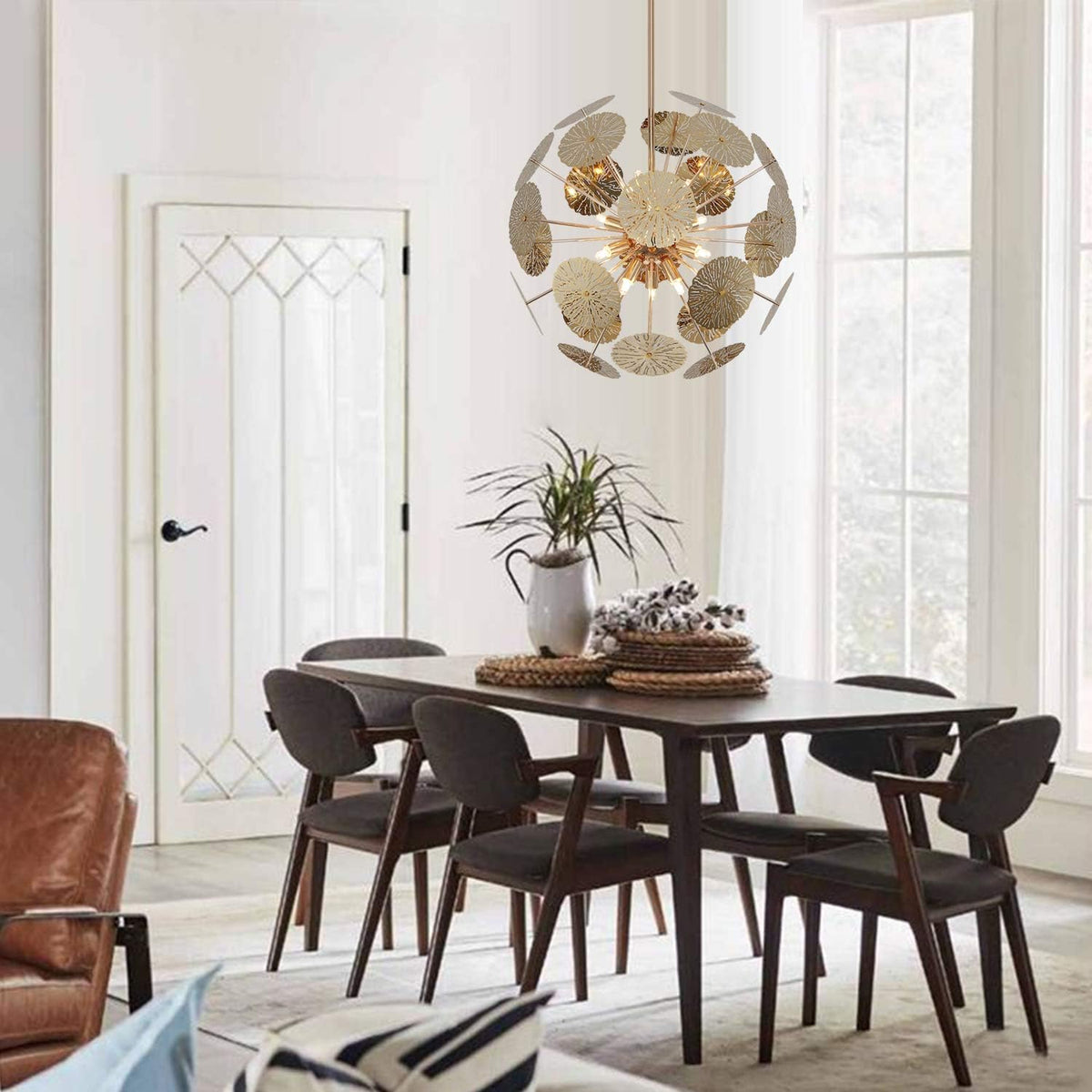 Candelabro Sputnik 12 luces dorado colgante comedor cocina