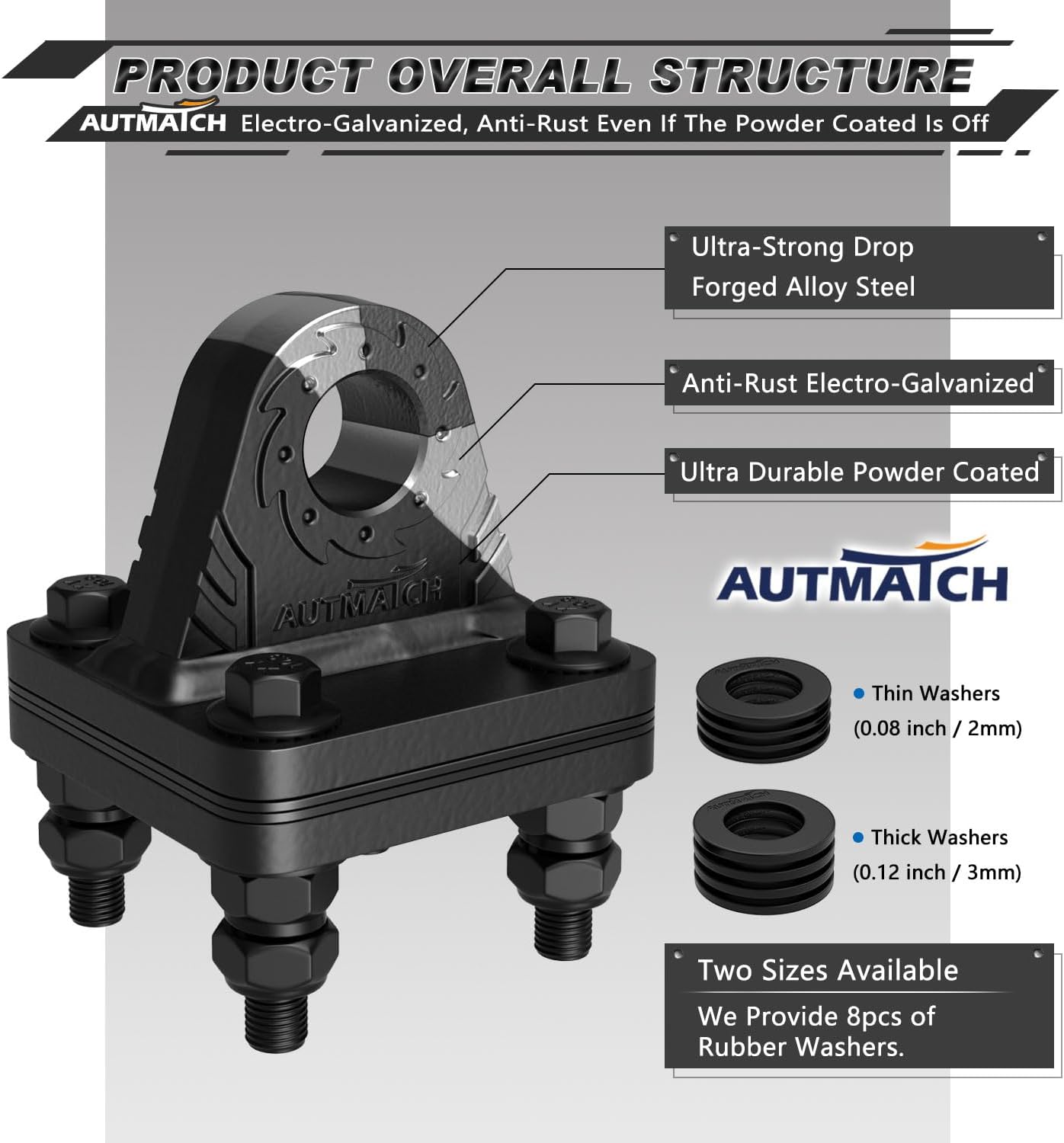 Soporte grillete anillo D con placa 24T para parachoques