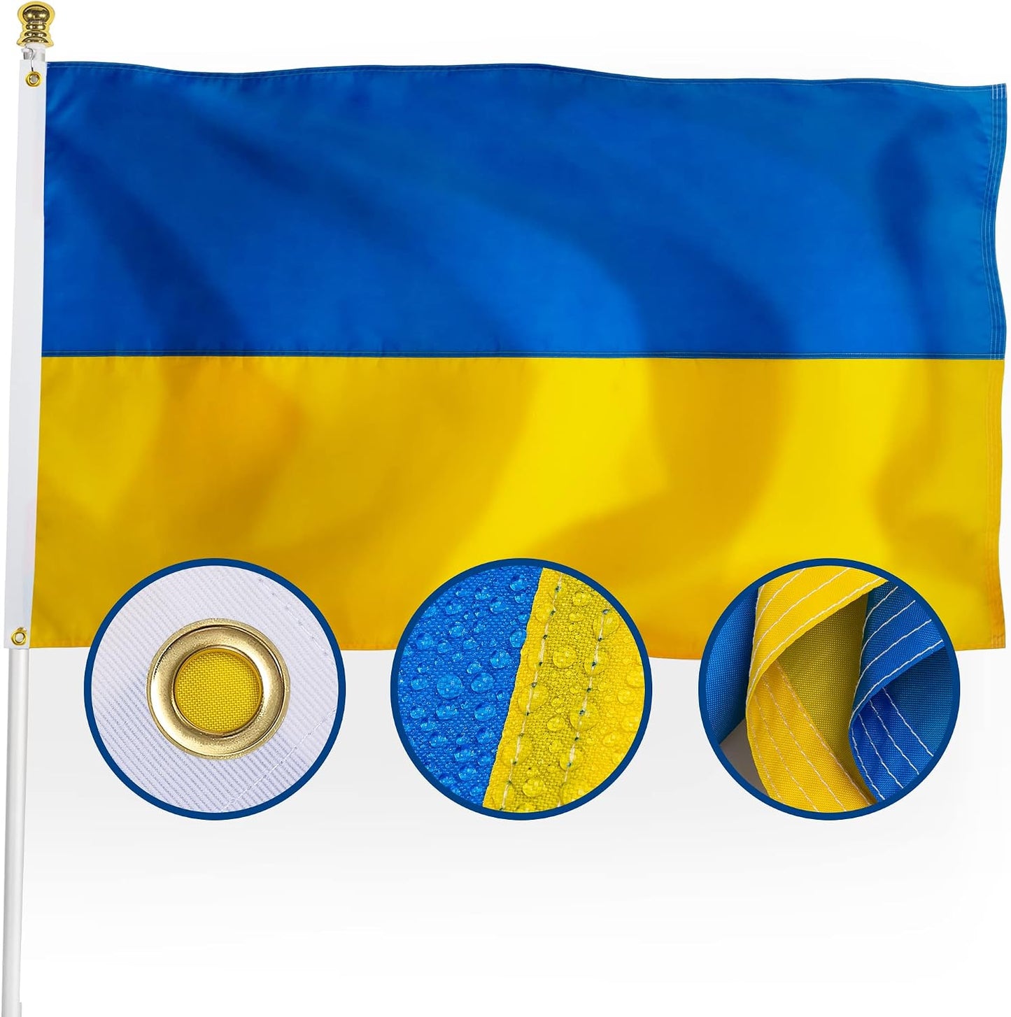 Bandera Ucrania 3x5ft doble cara resistente nailon 210D