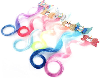 Clips lazos unicornio 6 colores purpurina para niñas y niños