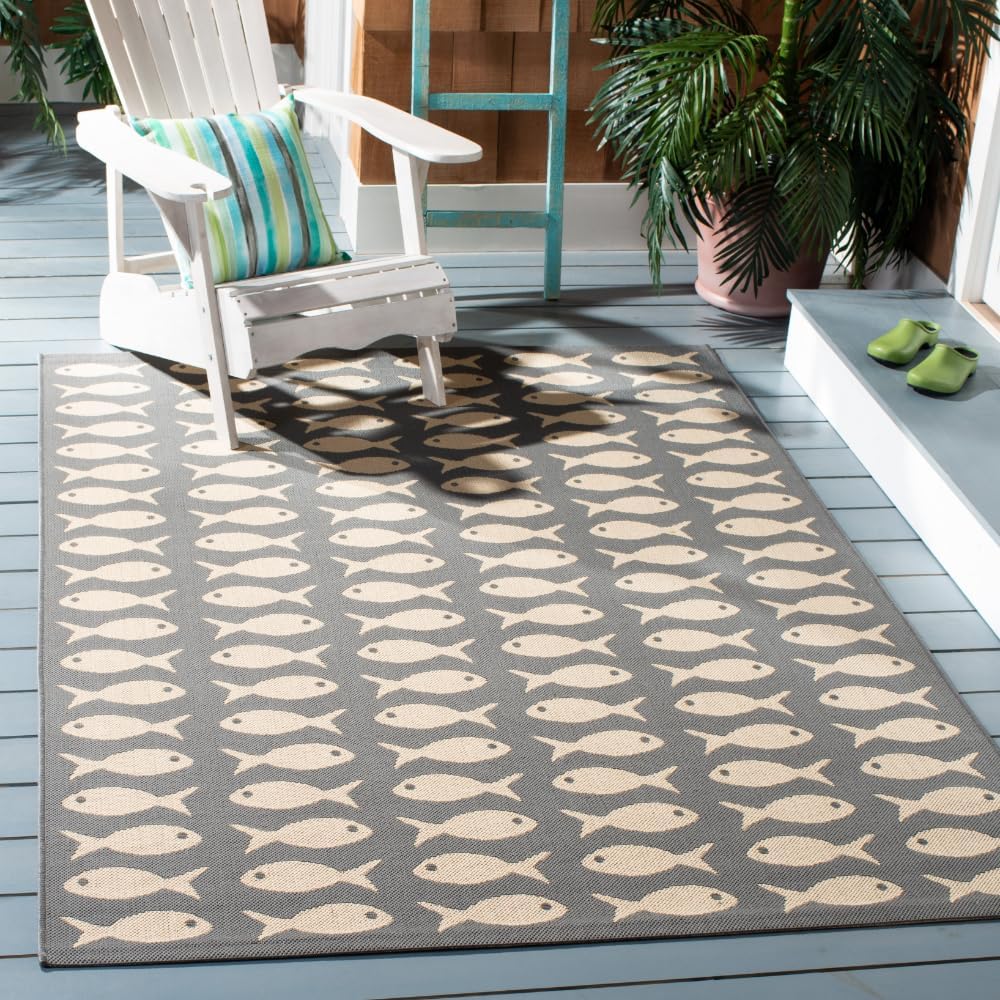 Alfombra lavable exterior 5'3x7'7 gris y beige CY6013-236