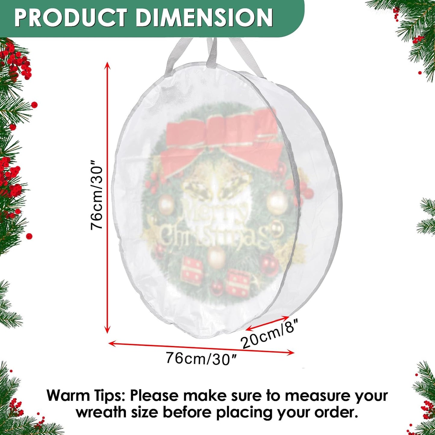 3 Pzas Bolsa Corona Navidad Transparente 30"